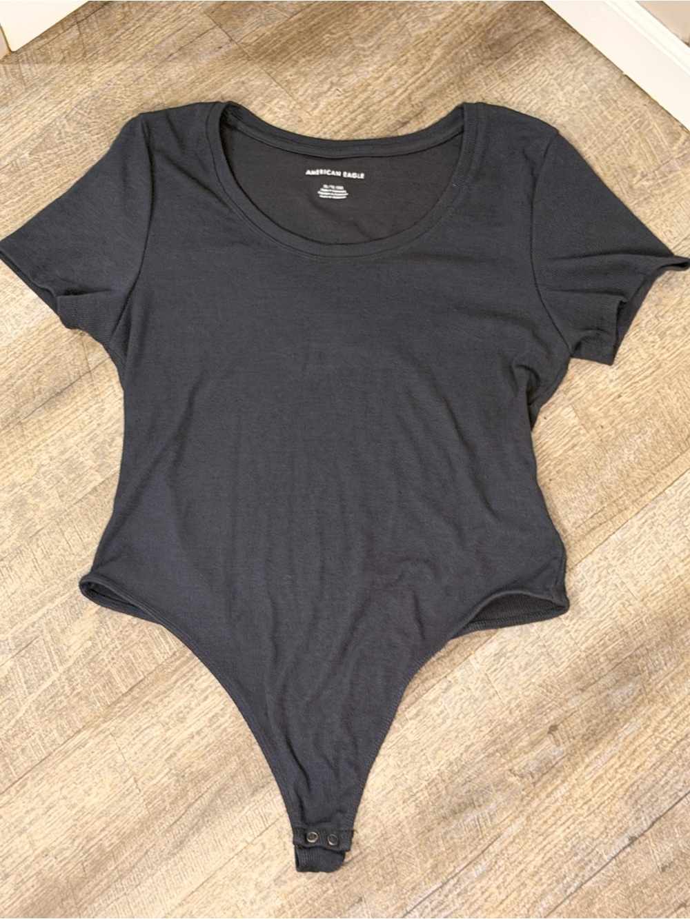 American Eagle Black Ribbed Scoop Neck Bodysuit